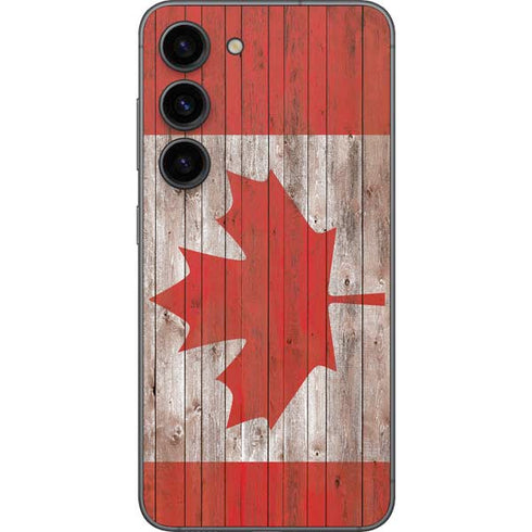 Canadian Flag Dark Wood Galaxy S23 Skin